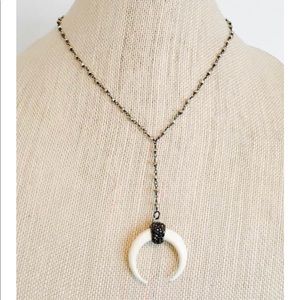 Gunmetal Horn Necklace